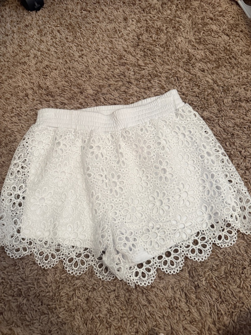Design History White Floral Crochet Kids Shorts